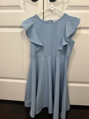 Amazon Essentials Little Girls Pale Blue Ruffle Sleeve Dress